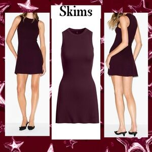 Skims Cotton Rib Tank Mini Dress Currant